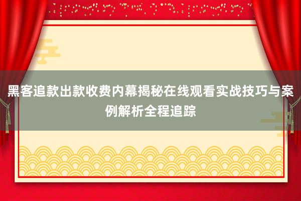黑客追款出款收费内幕揭秘在线观看实战技巧与案例解析全程追踪