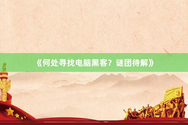 《何处寻找电脑黑客？谜团待解》